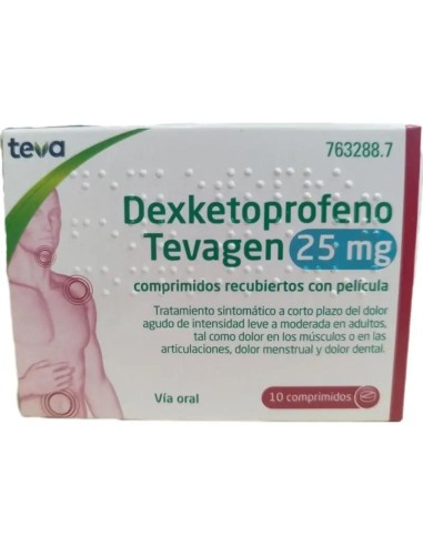 Tevagen Dexketoprofeno 25 Mg, 10 comprimidos recubiertos