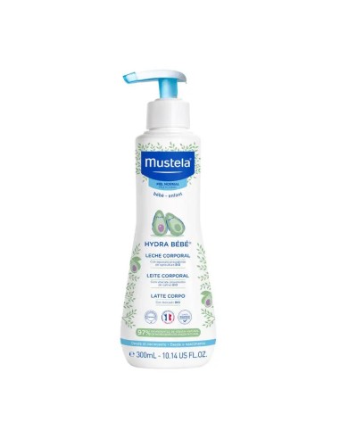 Mustela Hydra Bebé Leche Corporal con Aguacate Bio, 300 ml