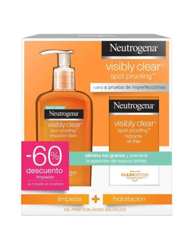 Neutrogena Rutina De Cuidado Facial Visibly Clear, De Uso Diario Limpiador Facial De 200Ml Y Crema Hidratante De 50Ml