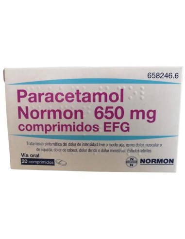 Paracetamol Normon Efg 650 mg 20 comprimidos