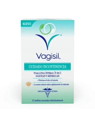 Vagisil Cuidado Incontinencia Toallitas Íntimas 2 En 1 (12 unidades)