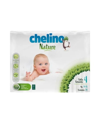 Chelino Nature Pañal Talla 4 ( 9-15Kg), 34 unidades