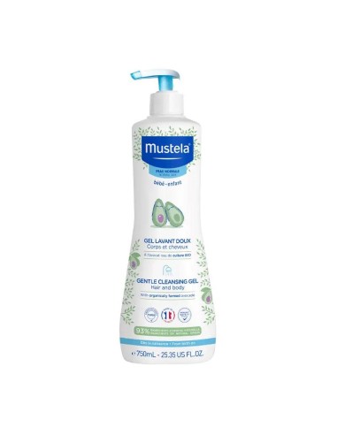 Mustela Gel de Baño Suave con Aguacate Bio, 750 ml