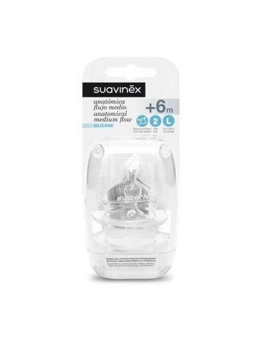 Suavinex Tetina Anatomica T2L Silicona, 2 unidades