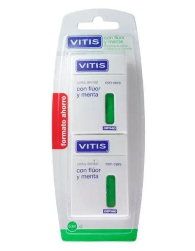 VITIS Duplo Seda Dental con Fluor y Menta 50M