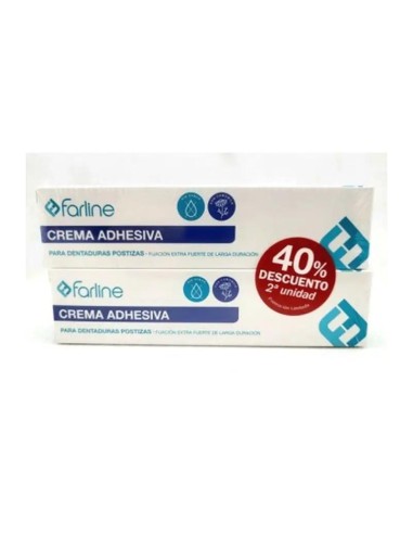 Farline Crema Adhesiva Extrafuerte, 2 unidades x 40 g