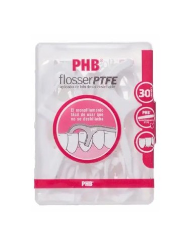 PHB FLOSSER PTFE Aplicador De Hilo Dental Desechable, 30 uds