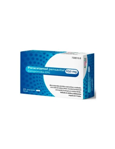 Paracetamol Pensavital Efg 650 mg, 20 comprimidos