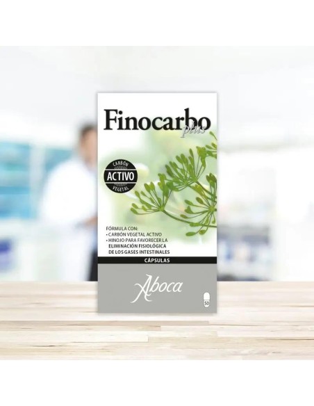 Aboca Finocarbo Plus Cápsulas Gases Intestinales, Favorece La Digestión, Carbón Vegetal, Manzanilla Y Menta, 50 capsulas