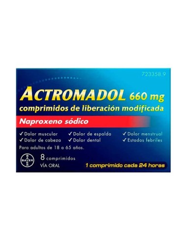 Actromadol 660 mg 8 Comprimidos de Liberación Modificada