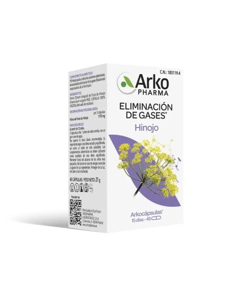 Arkopharma Arkocápsulas Hinojo, 45 Cápsulas