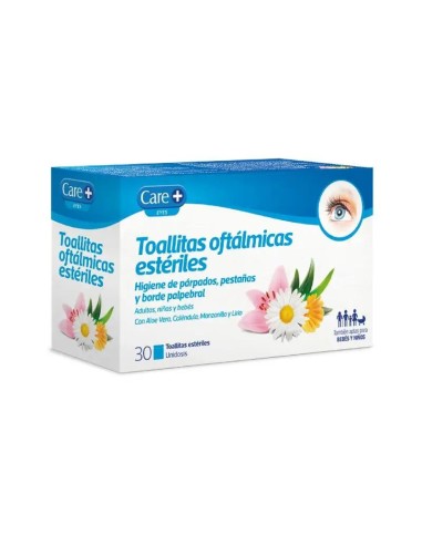 Care+ Toallitas Oftálmicas Esteriles, 30 Unidades