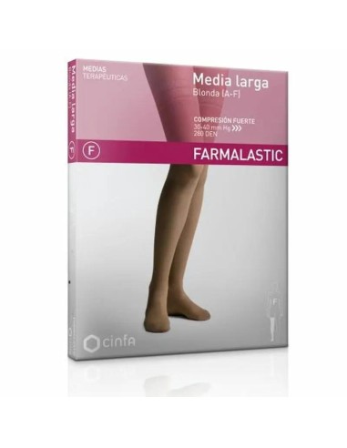 Farmalastic Media Larga Blonda Compresión Fuerte Beige, Talla XL