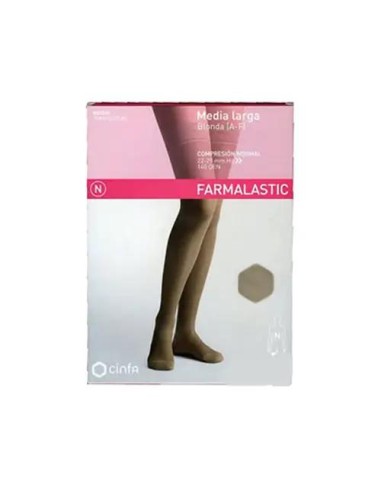 Farmalastic Media Larga Blonda Compresión Normal Beige, Talla Grande