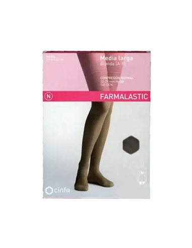 Farmalastic Media Larga Blonda Compresión Normal Negro, Talla XL