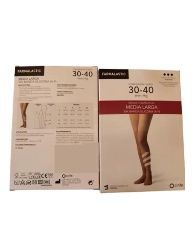 Farmalastic Media Larga Compresión Fuerte Beige, Talla XL
