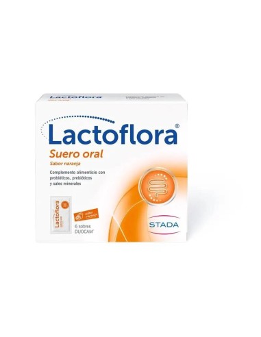 Lactoflora Suero Oral Con Probióticos, Prebióticos Y Sales Minerales Sabor Naranja, 6 sobres