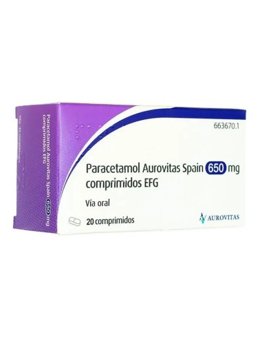 Paracetamol Aurovitas 650 mg, 20 comprimidos
