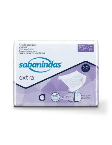 Sabanindas Extra Protector Absorbente Ajustable 80 X 180 Cm., 20 unidades